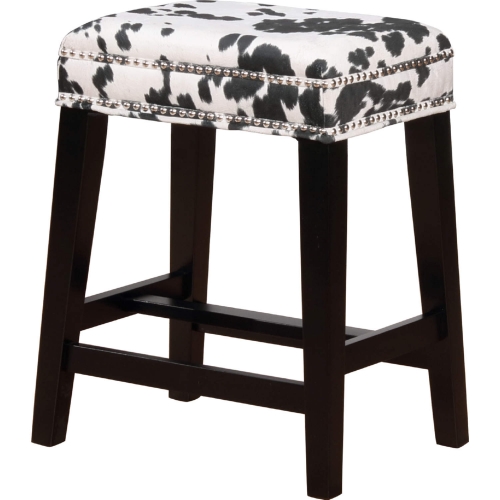 Walt Counter Stool in Black Cow Print Fabric & Black Wood